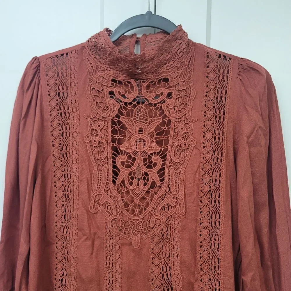 Free people nwot vienna crochet trim mini dress, small